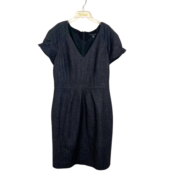 Banana Republic Charcoal Gray Wool Short Sleeve Career Sheath Dress Size 10 - Picture 1 of 14